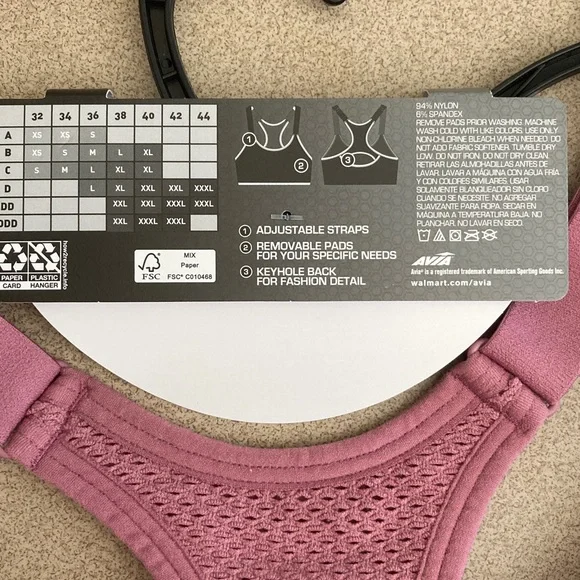 Avia Women's Low Support Sports Bra - Mauve - Picture 6 of 8